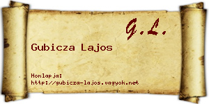 Gubicza Lajos névjegykártya